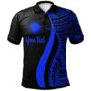 Marshall Islands Custom Personalised Polo Shirt Blue - Polynesian Tentacle Tribal Pattern - BN11