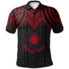 Marshall Islands Custom Personalised Polo Shirt - Polynesian Armor Style Red - BN39