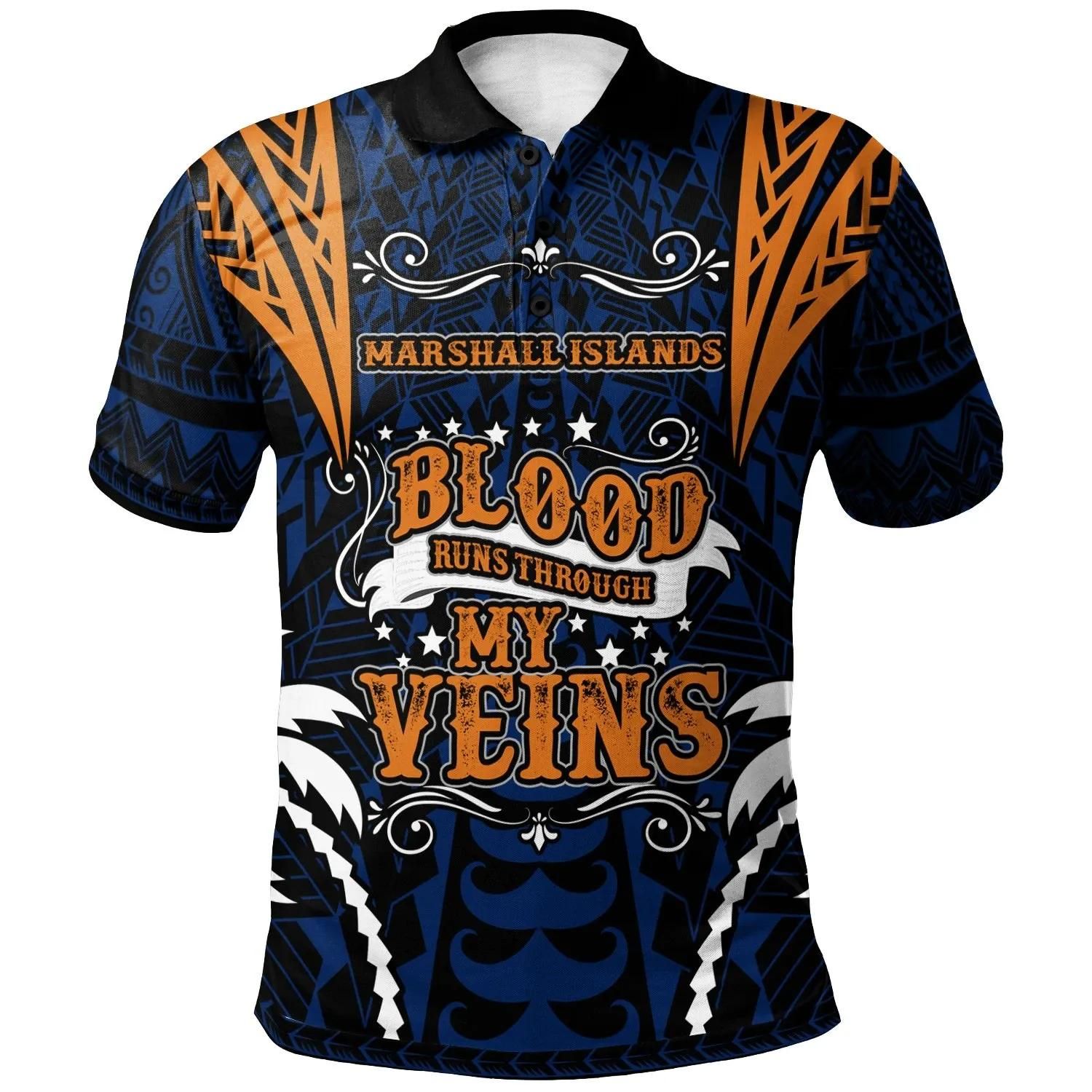Marshall Islands Polo Shirt - Blood Runs Through My Veins Style Flag - BN39 Marshall Islands Polo Shirt - Blood Runs Through My Veins Style Flag - BN39