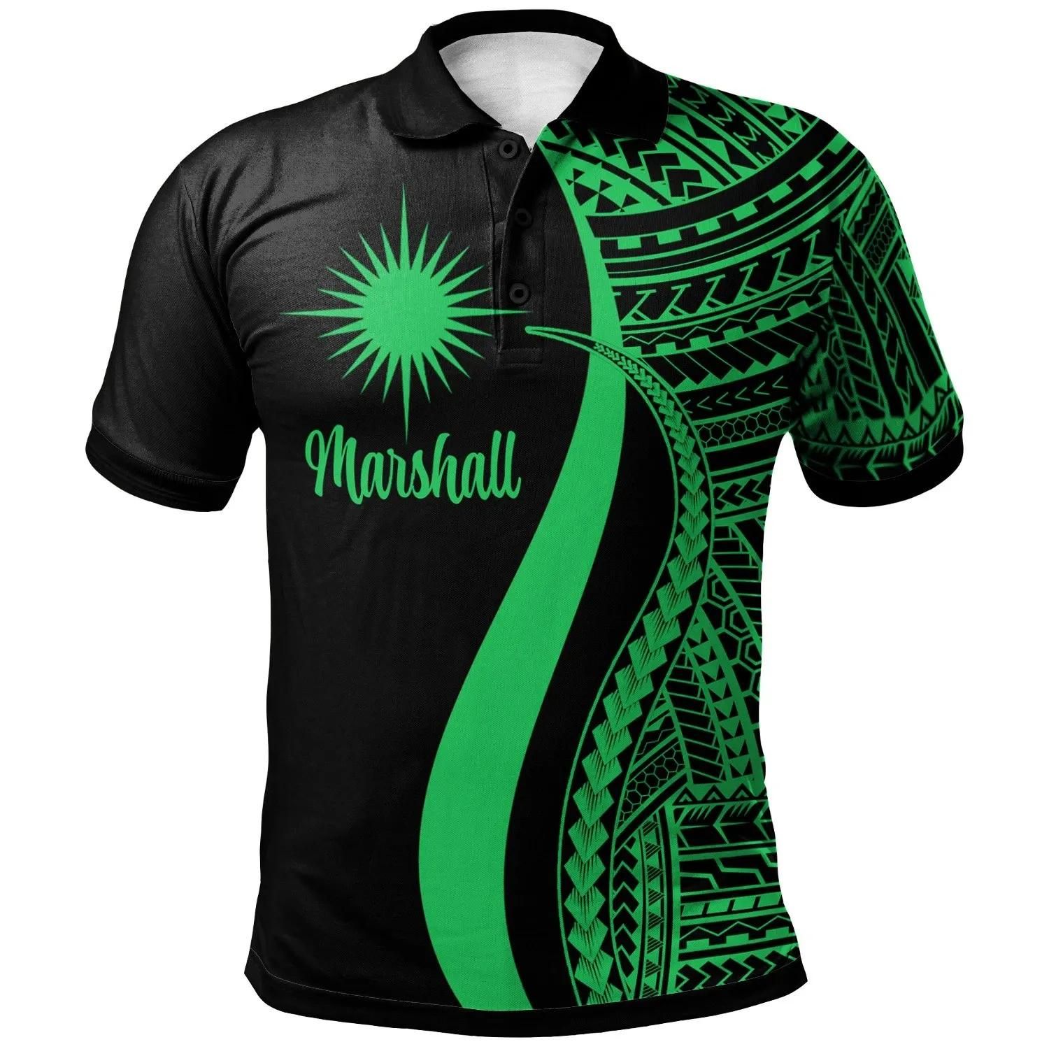 Marshall Islands Polo Shirt Green - Polynesian Tentacle Tribal Pattern - BN11 Marshall Islands Polo Shirt Green - Polynesian Tentacle Tribal Pattern - BN11