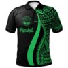 Marshall Islands Polo Shirt Green - Polynesian Tentacle Tribal Pattern Crest - BN11