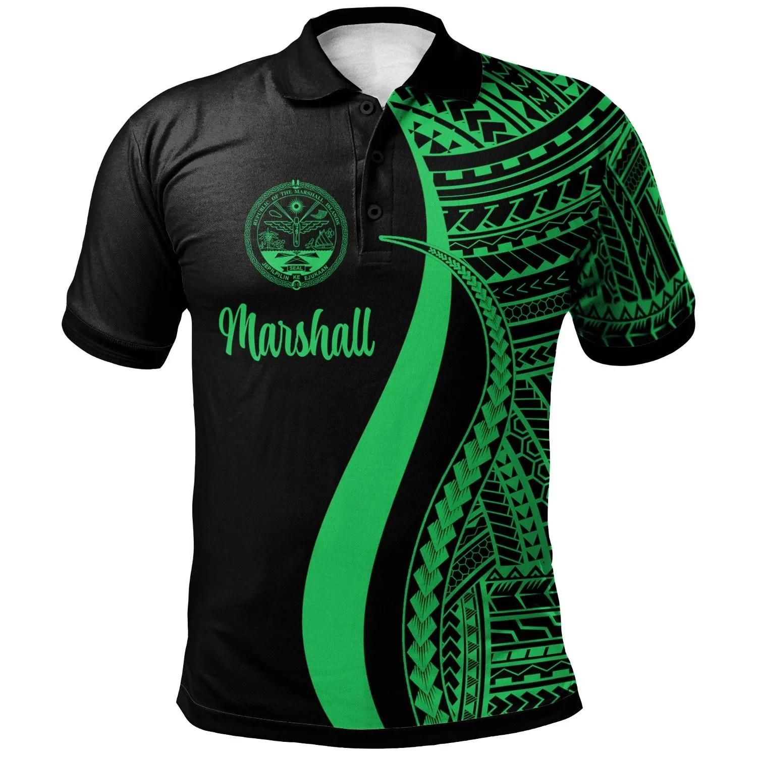 Marshall Islands Polo Shirt Green - Polynesian Tentacle Tribal Pattern Crest - BN11 Marshall Islands Polo Shirt Green - Polynesian Tentacle Tribal Pattern Crest - BN11