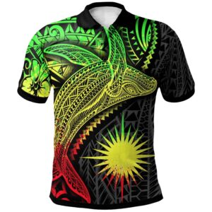 Marshall Islands Polo Shirt - Humpback Whale & Coat of Arms Reggae - BN1922