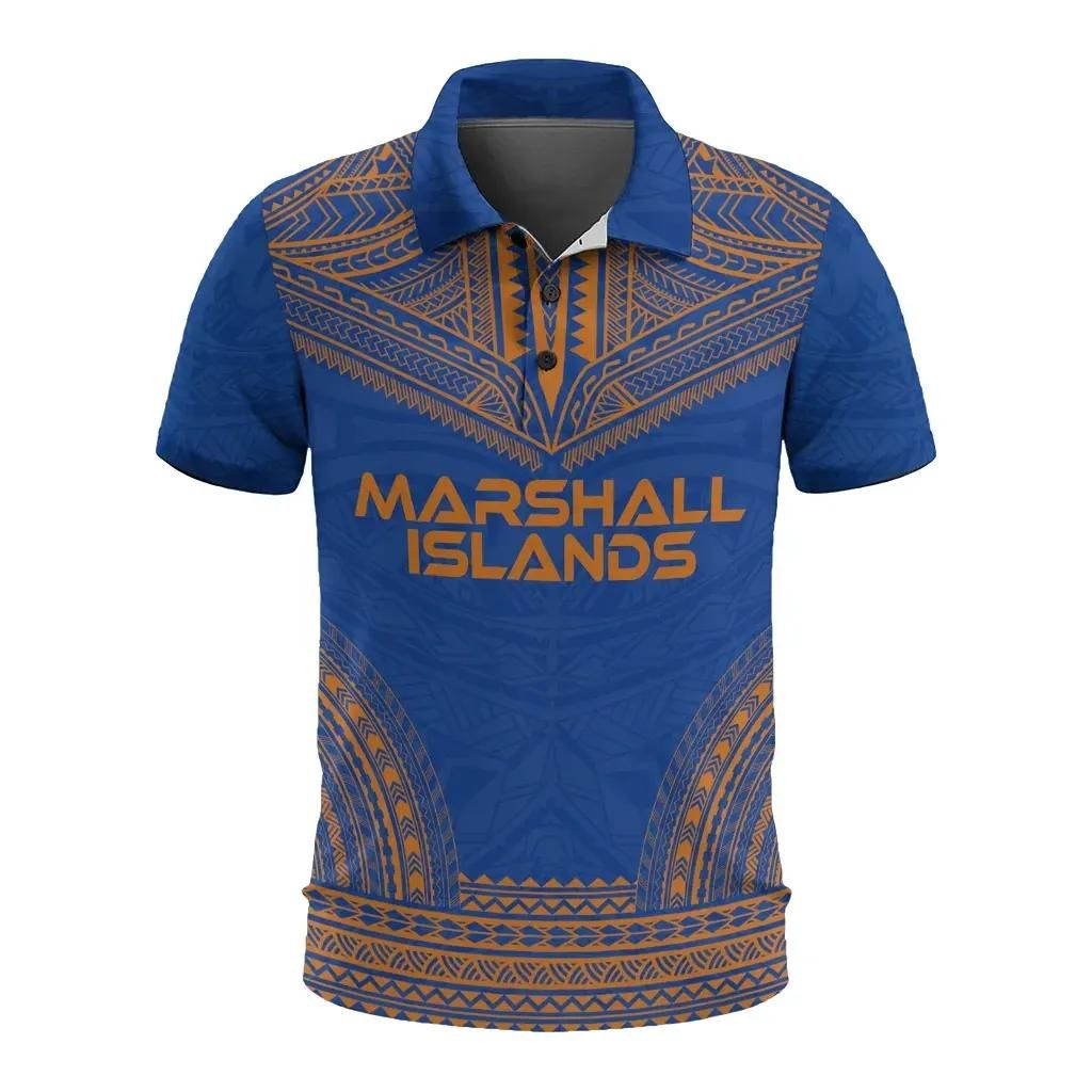 Marshall Islands Polo Shirt - Polynesian Chief Flag Version - BN10 Marshall Islands Polo Shirt - Polynesian Chief Flag Version - BN10