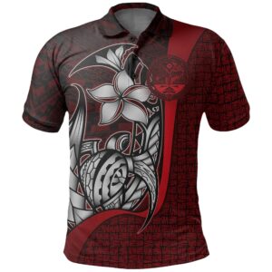 Marshall Islands Polo Shirt Red Coat of Arm - Turtle with Hook - BN11