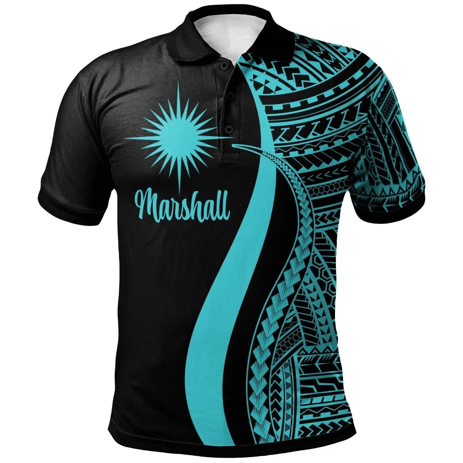 Marshall Islands Polo Shirt Turquoise - Polynesian Tentacle Tribal Pattern - BN11 Marshall Islands Polo Shirt Turquoise - Polynesian Tentacle Tribal Pattern - BN11
