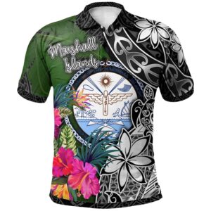 Marshall Islands Polo Shirt - Turtle Plumeria Banana Leaf Crest - BN11