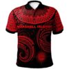 Marshall Islands Polo Shirt - Unique Serrated Texture Red - BN20