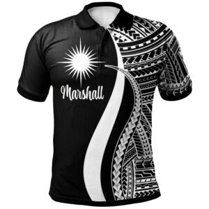 Marshall Islands Polo Shirt White - Polynesian Tentacle Tribal Pattern - BN11