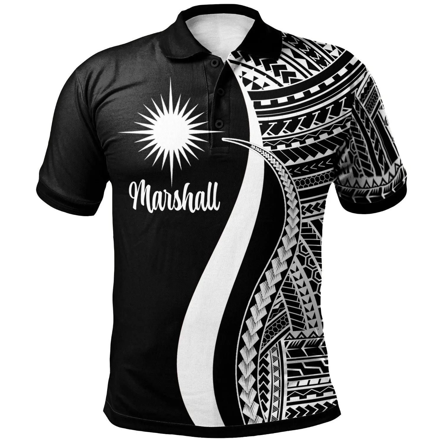 Marshall Islands Polo Shirt White - Polynesian Tentacle Tribal Pattern - BN11 Marshall Islands Polo Shirt White - Polynesian Tentacle Tribal Pattern - BN11