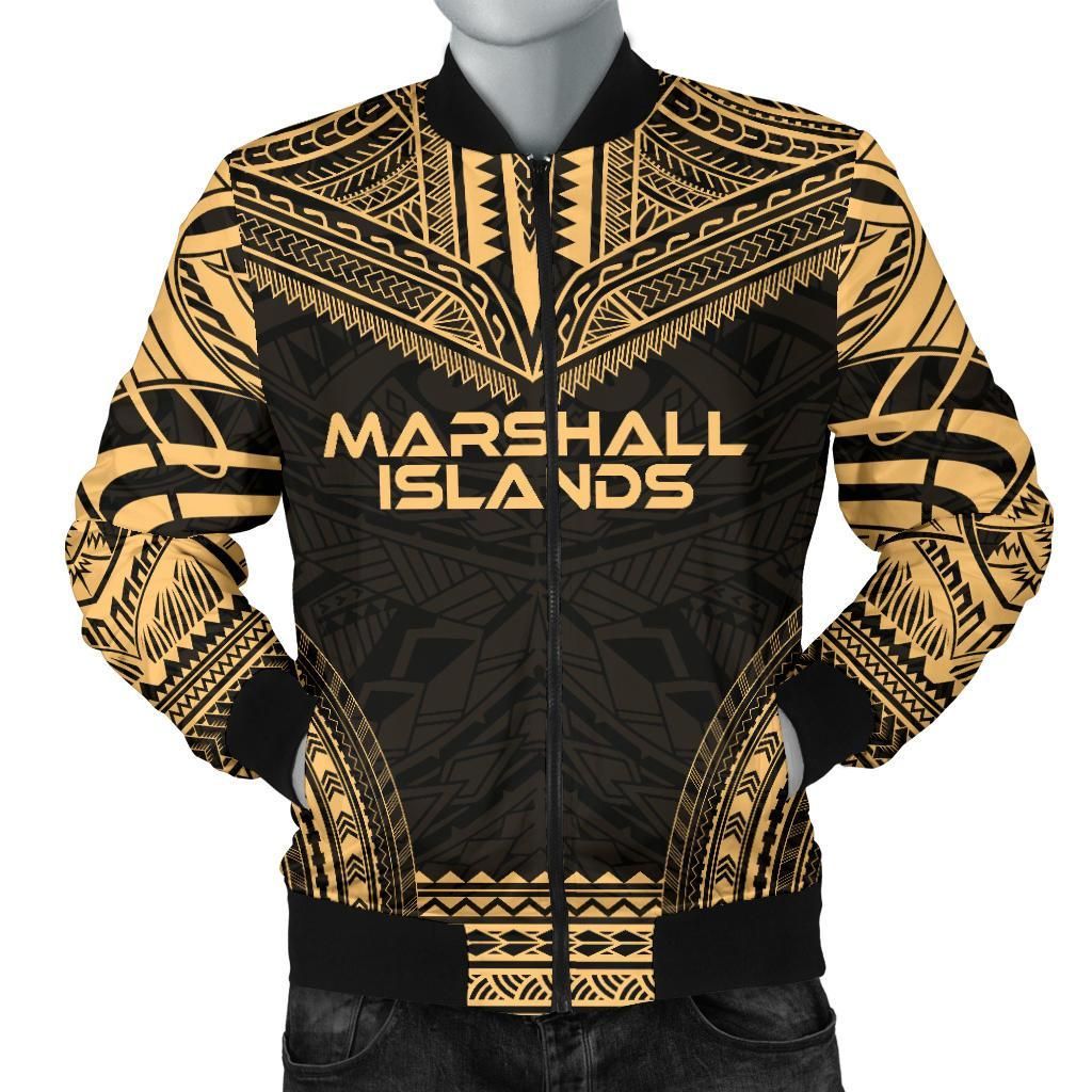 Marshall Islands Polynesian Chief Men's Bomber Jacket - Gold Version - Bn10 Bomber Jacket Marshall Islands Polynesian Chief Men's Bomber Jacket - Gold Version - Bn10 Bomber Jacket