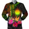 Marshall Islands Polynesian Personalised Men's Bomber Jacket - Hibiscus and Banana Leaves -BN15 Bomber Jacket