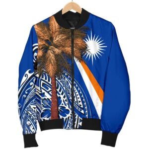 Marshall Islands Polynesian Women's Bomber Jacket - Palm Tree - BN39 Bomber Jacket