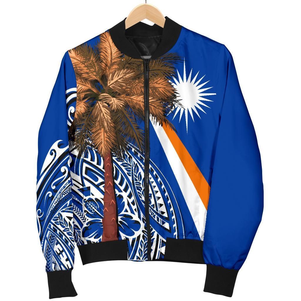 Marshall Islands Polynesian Women's Bomber Jacket - Palm Tree - BN39 Bomber Jacket Marshall Islands Polynesian Women's Bomber Jacket - Palm Tree - BN39 Bomber Jacket