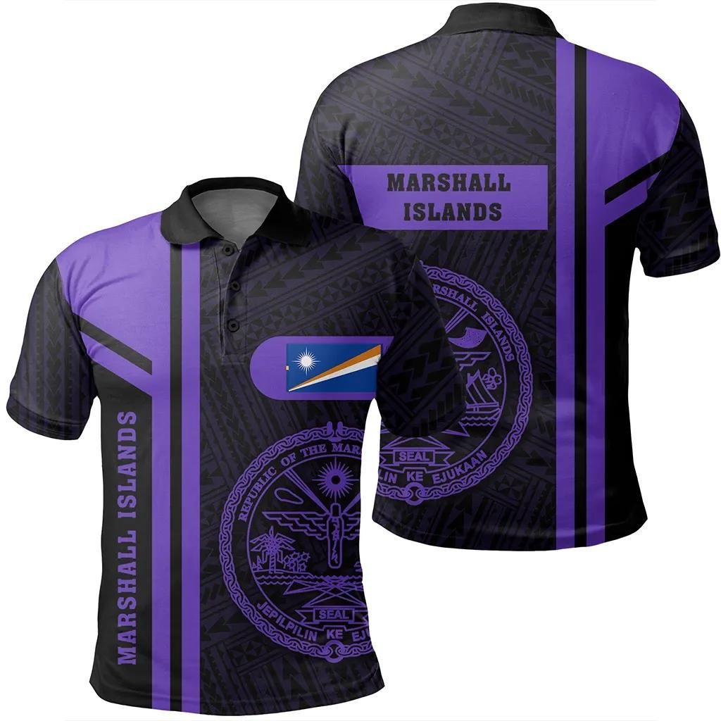 Marshall Islands Purple Polo Shirt- Boba Style - AH - J14 Marshall Islands Purple Polo Shirt- Boba Style - AH - J14