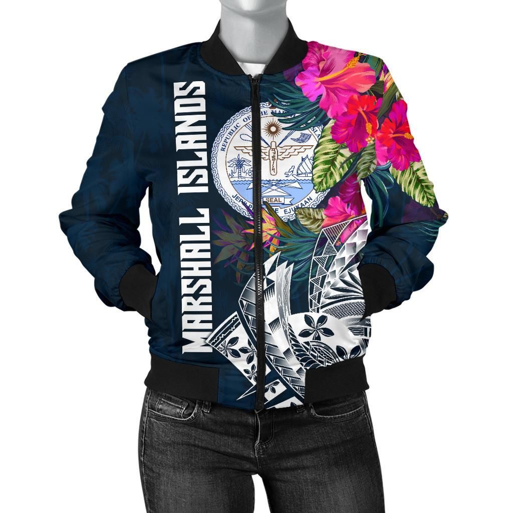 Marshall Islands Women's Bomber Jacket - Marshall Islands Summer Vibes-BN15 Bomber Jacket Marshall Islands Women's Bomber Jacket - Marshall Islands Summer Vibes-BN15 Bomber Jacket