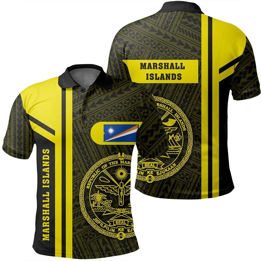 Marshall Islands Yellow Polo Shirt- Boba Style - AH - J14 Marshall Islands Yellow Polo Shirt- Boba Style - AH - J14