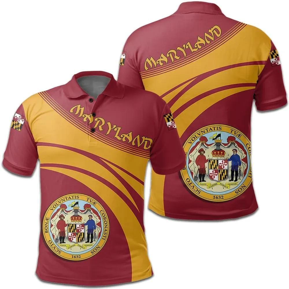 Maryland Coat Of Arms Polo Shirt Cricket Style J5W Maryland Coat Of Arms Polo Shirt Cricket Style J5W