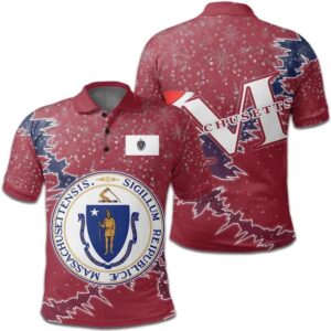 Massachusetts Christmas Coat Of Arms Polo Shirt X Style J78