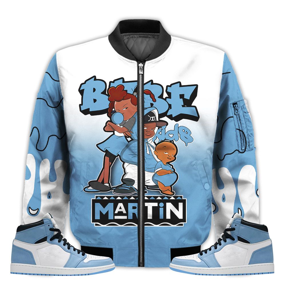 Match-Kicks-Tees-JD-1-High-OG-University-Blue-Martin-Bebes-Kids-90s-Melanin-University-Blue-1s-Gifts-Unisex-Matching-3D-Bomber-Jacket-1