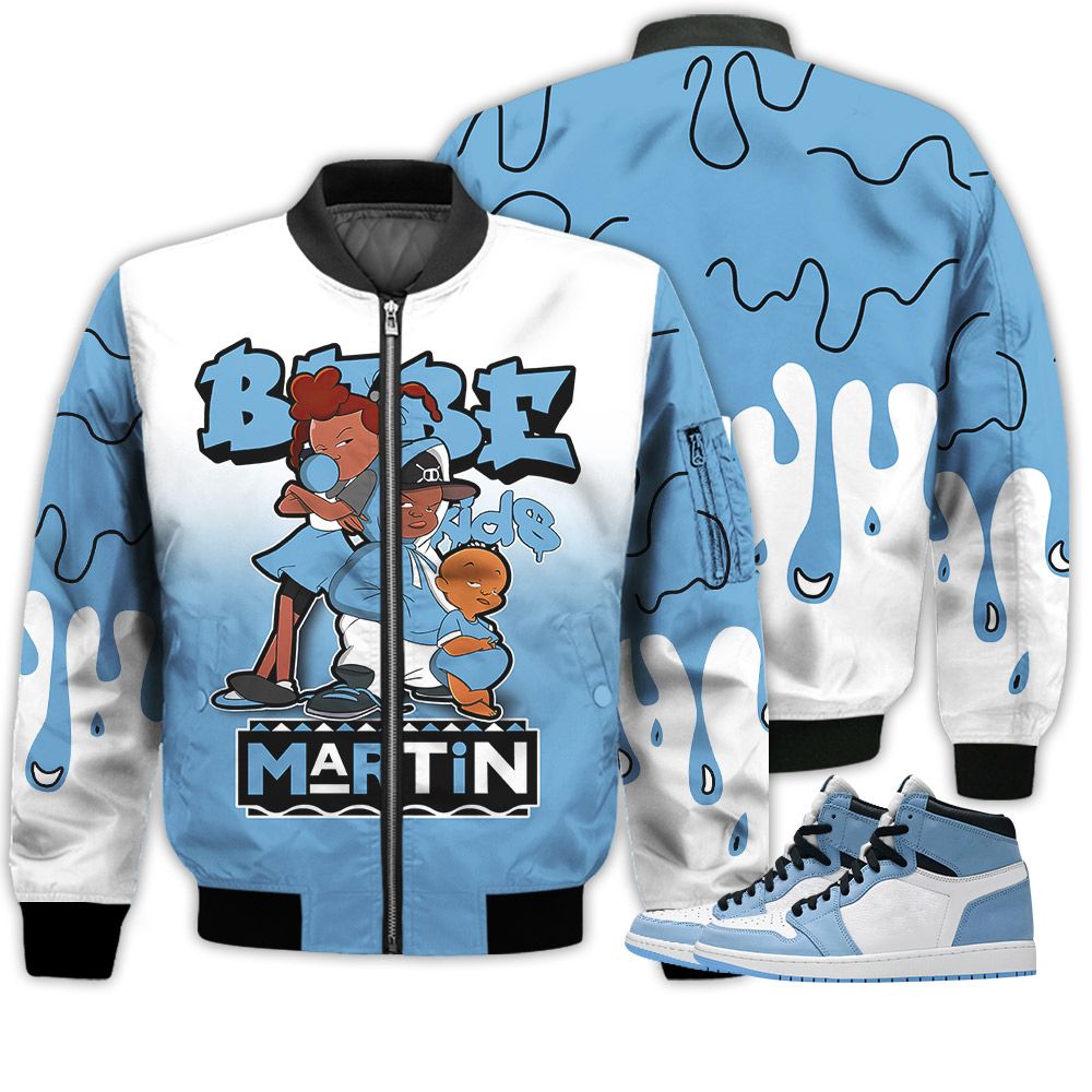Match Kicks Tees JD 1 High OG University Blue - Martin Bebe's Kids 90s Melanin - University Blue 1s Gifts Unisex Matching 3D Bomber Jacket Match Kicks Tees JD 1 High OG University Blue - Martin Bebe's Kids 90s Melanin - University Blue 1s Gifts Unisex Matching 3D Bomber Jacket