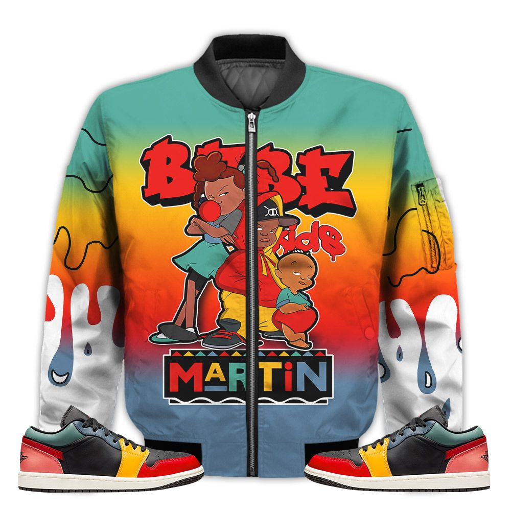 Match-Kicks-Tees-JD-1-Low-Black-Fire-Red-Taxi-Martin-Bebes-Kids-90s-Melanin-SE-Black-Multi-1s-Gifts-Unisex-Matching-3D-Bomber-Jacket-1