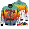 Match Kicks Tees JD 1 Low Black Fire Red Taxi - Martin Bebe's Kids 90s Melanin - SE Black Multi 1s Gifts Unisex Matching 3D Bomber Jacket