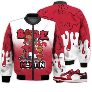 Match Kicks Tees JD 1 Low Reverse Black Toe - Martin Bebe's Kids 90s Melanin - Reverse Black Toe 1s Gifts Unisex Matching 3D Bomber Jacket