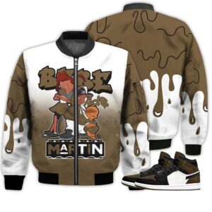 Match Kicks Tees JD 1 Mid SE Olive Toe - Martin Bebe's Kids 90s Melanin - Mid SE Olive Toe 1s Gifts Unisex Matching 3D Bomber Jacket