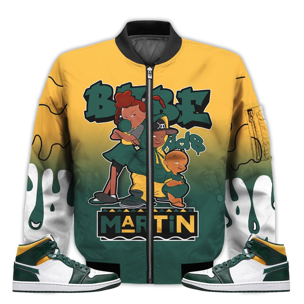 Match-Kicks-Tees-JD-1-Mid-Sonics-Noble-Green-Pollen-Martin-Bebes-Kids-90s-Melanin-Mid-Sonics-1s-Gifts-Unisex-Matching-3D-Bomber-Jacket-1