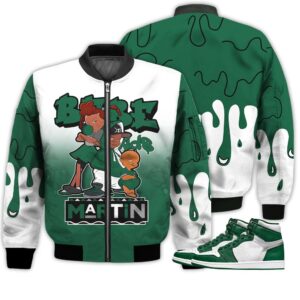 Match Kicks Tees JD 1 Retro High Gorge Green - Martin Bebe's Kids 90s Melanin - High Gorge Green 1s Gifts Unisex Matching 3D Bomber Jacket