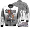 Match Kicks Tees JD 11 Cool Grey - Martin Bebe's Kids 90s Melanin - Cool Grey 11s Gifts Unisex Matching 3D Bomber Jacket