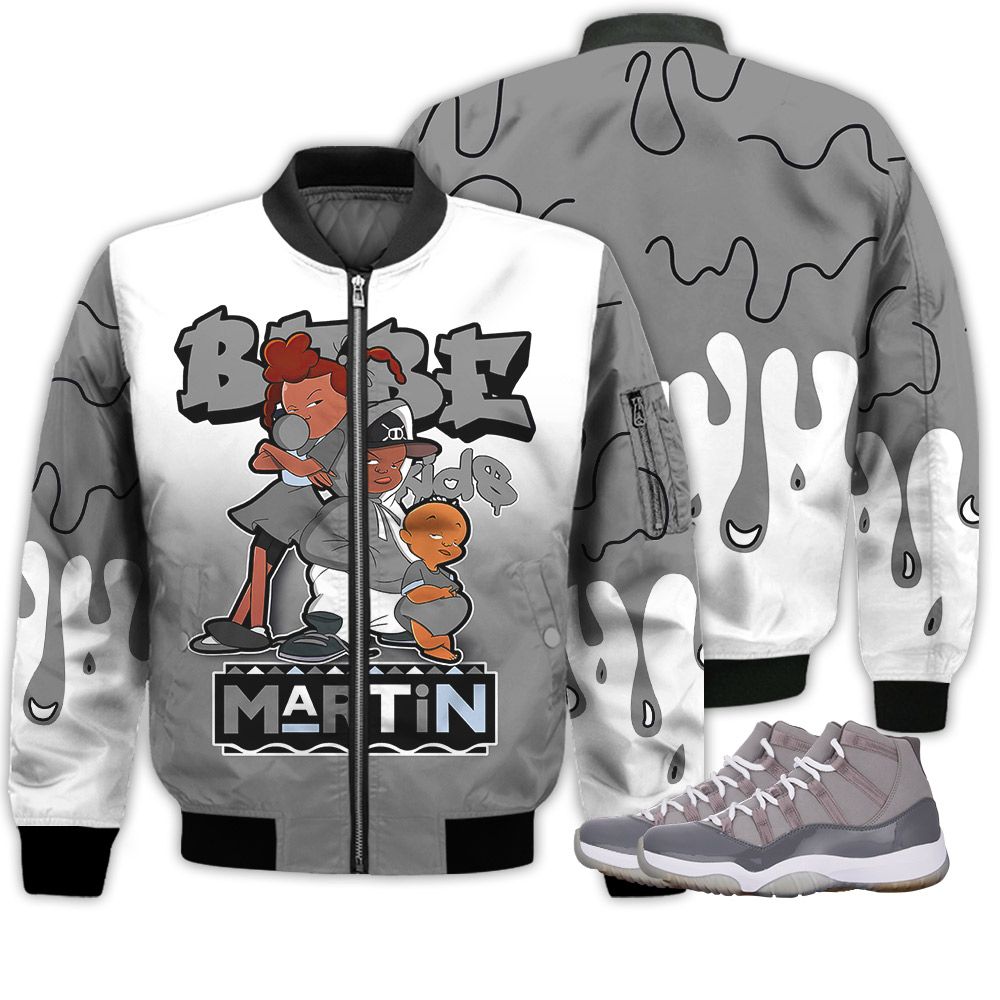 Match Kicks Tees JD 11 Cool Grey - Martin Bebe's Kids 90s Melanin - Cool Grey 11s Gifts Unisex Matching 3D Bomber Jacket Match Kicks Tees JD 11 Cool Grey - Martin Bebe's Kids 90s Melanin - Cool Grey 11s Gifts Unisex Matching 3D Bomber Jacket