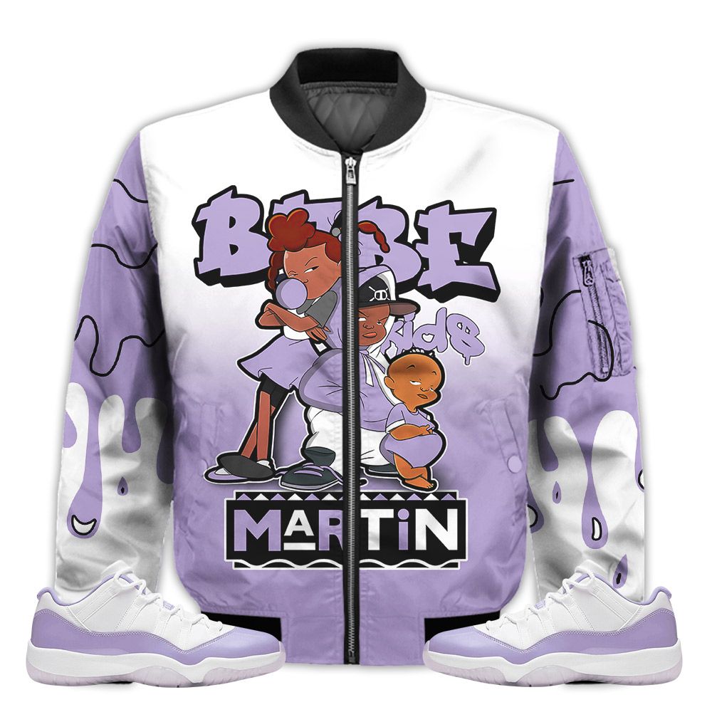 Match-Kicks-Tees-JD-11-Low-Pure-Violet-Martin-Bebes-Kids-90s-Melanin-Pure-Violet-11s-Gifts-Unisex-Matching-3D-Bomber-Jacket-1