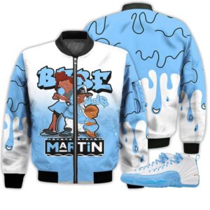Match Kicks Tees JD 12 Retro Emoji - Martin Bebe's Kids 90s Melanin - Emoji 12s Gifts Unisex Matching 3D Bomber Jacket