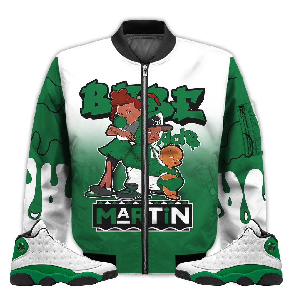Match-Kicks-Tees-JD-13-Retro-Lucky-Green-Martin-Bebes-Kids-90s-Melanin-Lucky-Green-13s-Gifts-Unisex-Matching-3D-Bomber-Jacket-1
