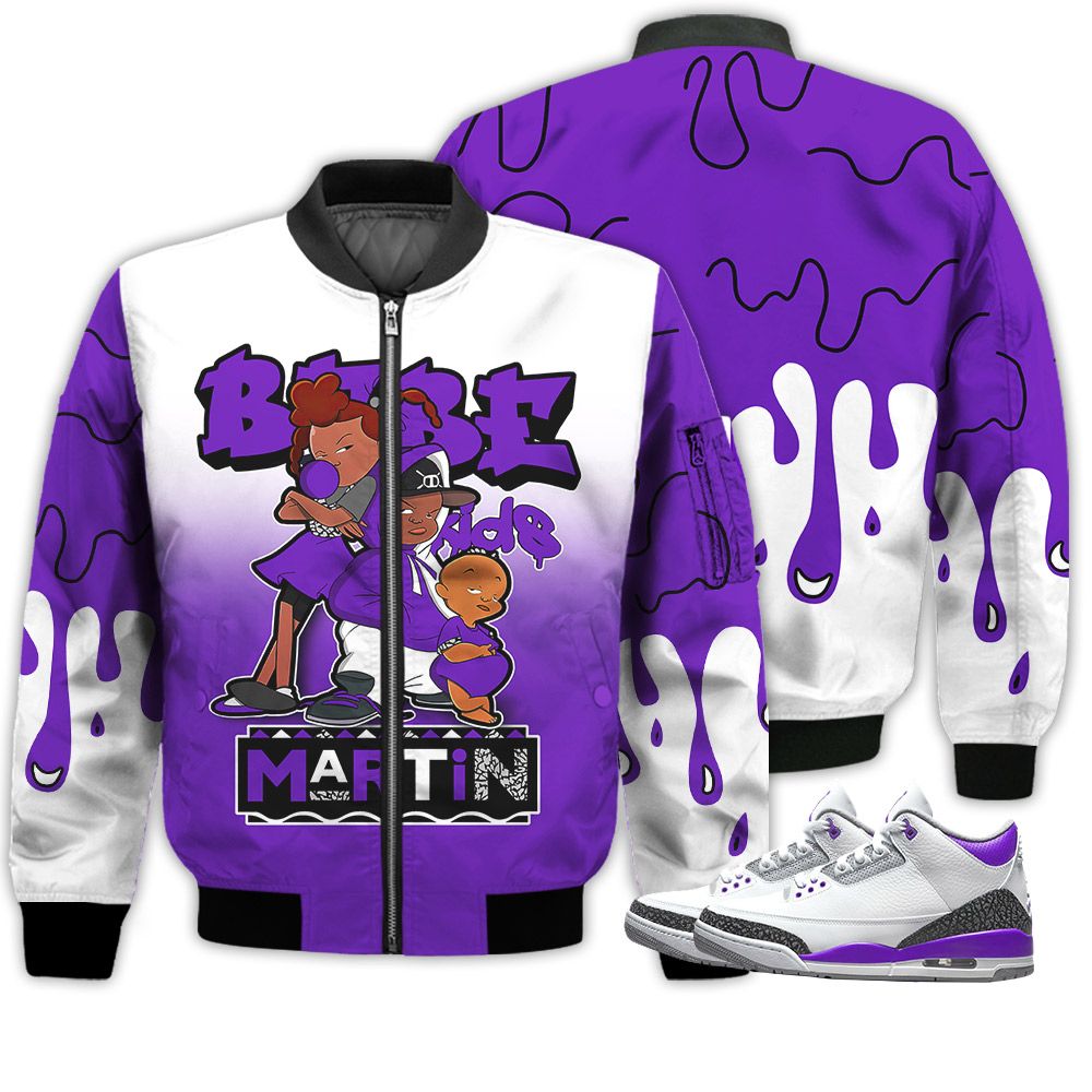 Match Kicks Tees JD 3 Retro Dark Iris - Martin Bebe's Kids 90s Melanin - Dark Iris 3s Gifts Unisex Matching 3D Bomber Jacket Match Kicks Tees JD 3 Retro Dark Iris - Martin Bebe's Kids 90s Melanin - Dark Iris 3s Gifts Unisex Matching 3D Bomber Jacket