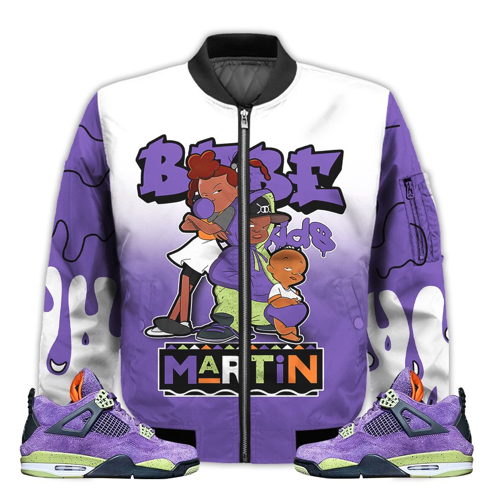 Match-Kicks-Tees-JD-4-Canyon-Purple-Martin-Bebes-Kids-90s-Melanin-Canyon-Purple-4s-Gifts-Unisex-Matching-3D-Bomber-Jacket-1