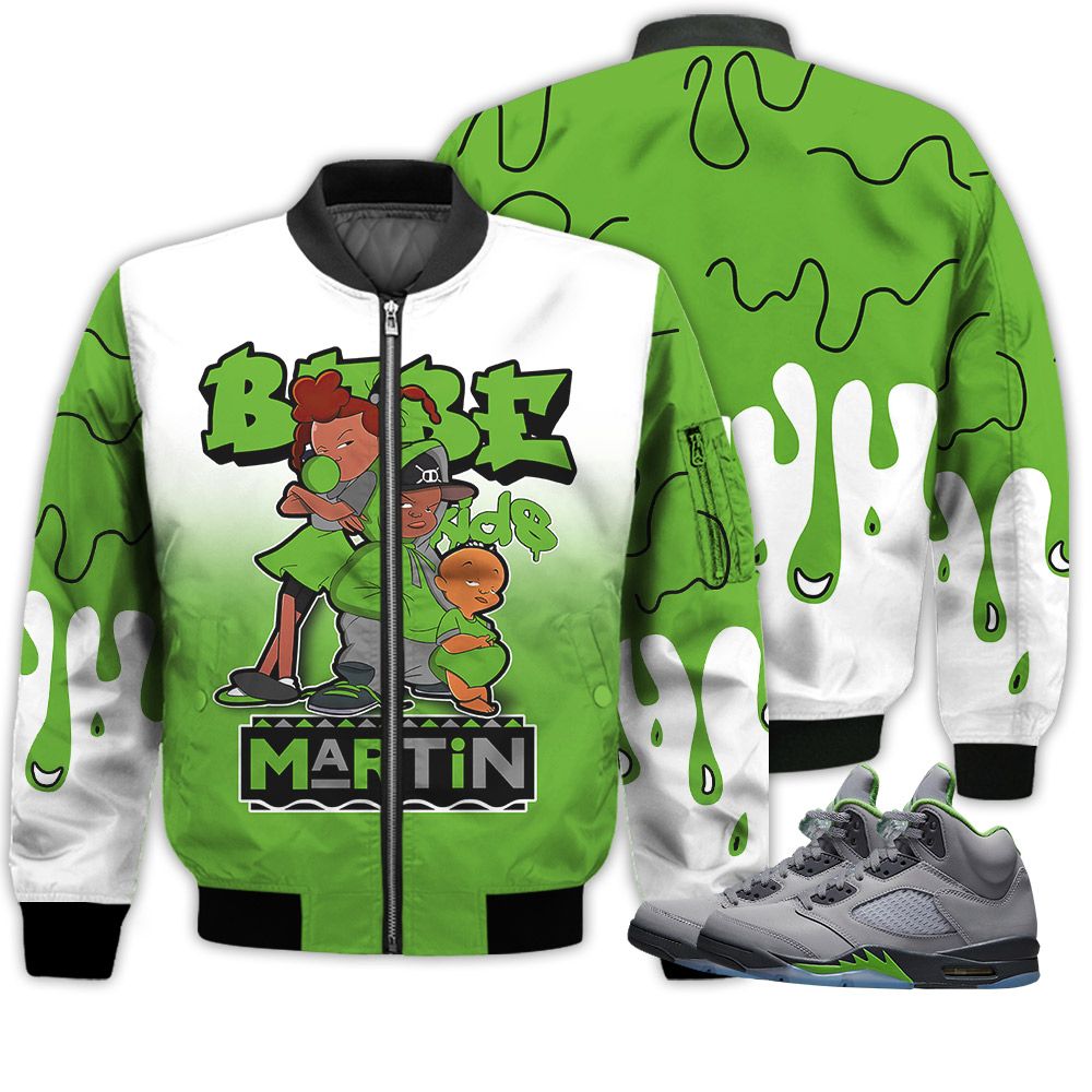 Match Kicks Tees JD 5 Retro Green Bean - Martin Bebe's Kids 90s Melanin - Green Bean 5s Gifts Unisex Matching 3D Bomber Jacket Match Kicks Tees JD 5 Retro Green Bean - Martin Bebe's Kids 90s Melanin - Green Bean 5s Gifts Unisex Matching 3D Bomber Jacket