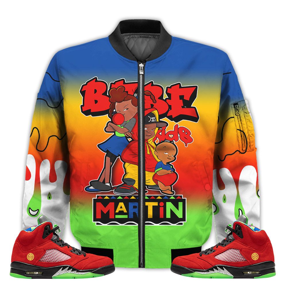 Match-Kicks-Tees-JD-5-Retro-What-The-Martin-Bebes-Kids-90s-Melanin-What-The-5s-Gifts-Unisex-Matching-3D-Bomber-Jacket-1
