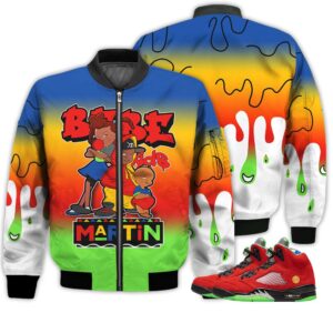 Match Kicks Tees JD 5 Retro What The - Martin Bebe's Kids 90s Melanin - What The 5s Gifts Unisex Matching 3D Bomber Jacket