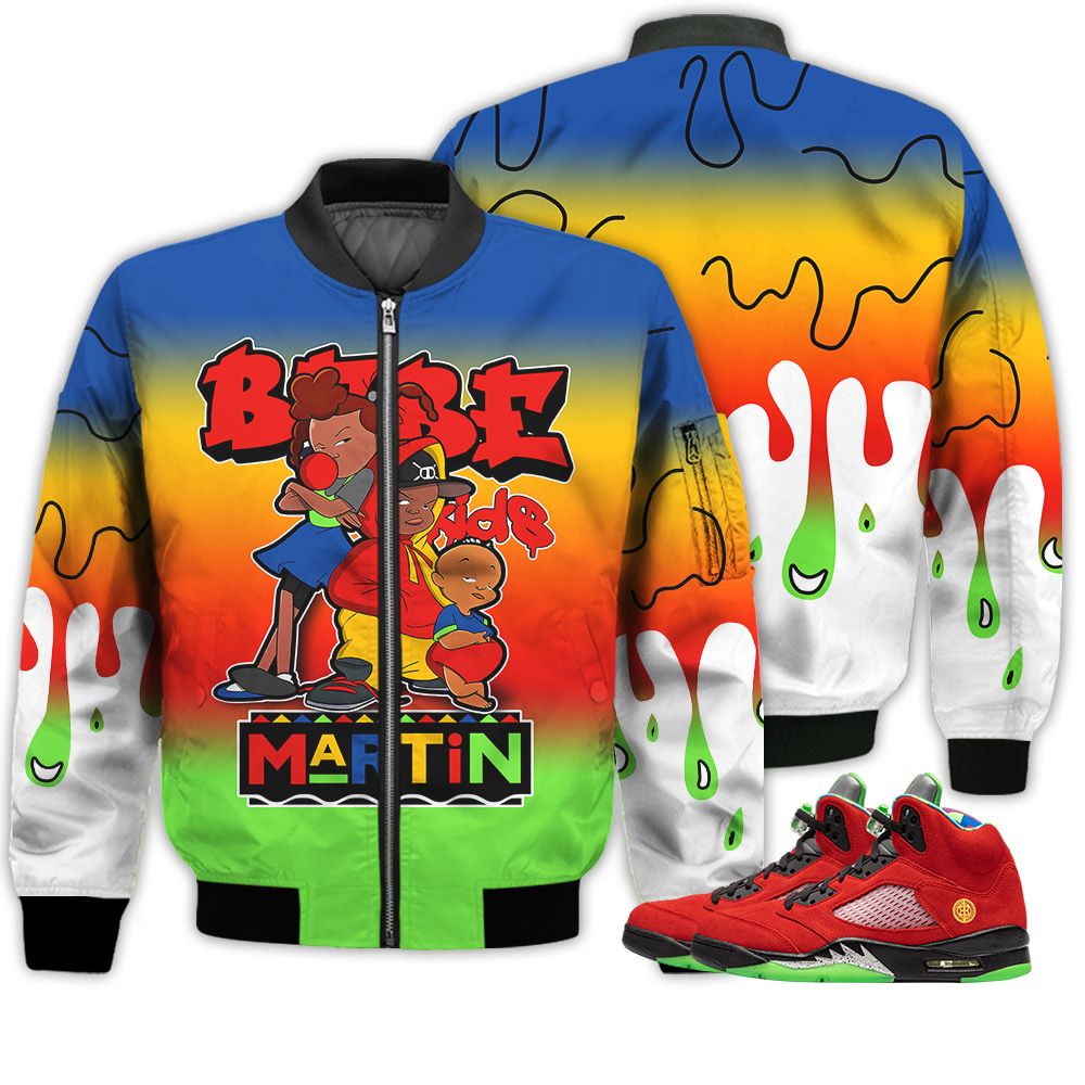 Match Kicks Tees JD 5 Retro What The - Martin Bebe's Kids 90s Melanin - What The 5s Gifts Unisex Matching 3D Bomber Jacket Match Kicks Tees JD 5 Retro What The - Martin Bebe's Kids 90s Melanin - What The 5s Gifts Unisex Matching 3D Bomber Jacket