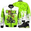 Match Kicks Tees JD 6 Electric Green - Martin Bebe's Kids 90s Melanin - Electric Green 6s Gifts Unisex Matching 3D Bomber Jacket