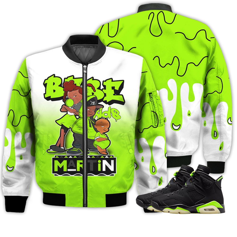 Match Kicks Tees JD 6 Electric Green - Martin Bebe's Kids 90s Melanin - Electric Green 6s Gifts Unisex Matching 3D Bomber Jacket Match Kicks Tees JD 6 Electric Green - Martin Bebe's Kids 90s Melanin - Electric Green 6s Gifts Unisex Matching 3D Bomber Jacket