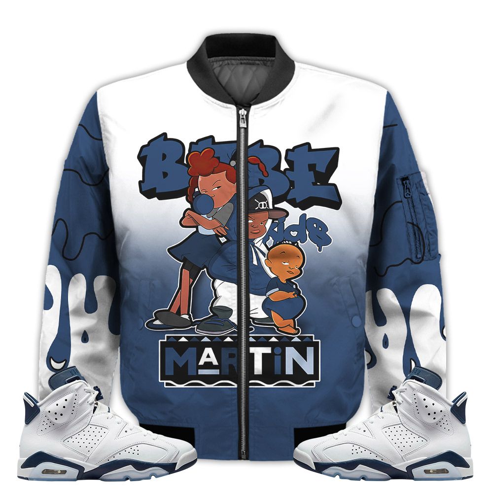 Match-Kicks-Tees-JD-6-Retro-Midnight-Navy-Martin-Bebes-Kids-90s-Melanin-Midnight-Navy-6s-Gifts-Unisex-Matching-3D-Bomber-Jacket-1