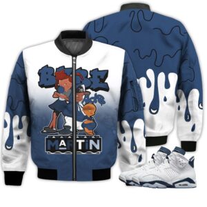 Match Kicks Tees JD 6 Retro Midnight Navy - Martin Bebe's Kids 90s Melanin - Midnight Navy 6s Gifts Unisex Matching 3D Bomber Jacket