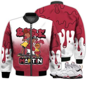 Match Kicks Tees JD 7 Retro Cardinal - Martin Bebe's Kids 90s Melanin - Cardinal 7s Gifts Unisex Matching 3D Bomber Jacket
