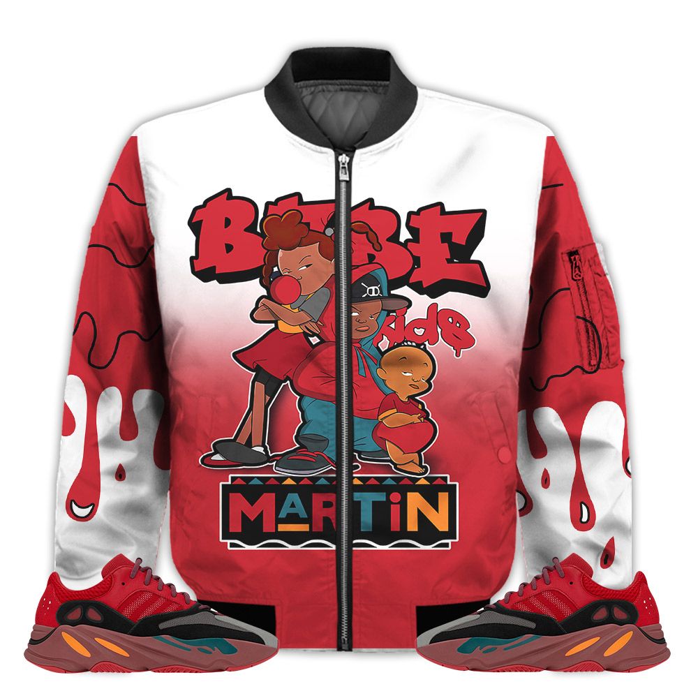 Match-Kicks-Tees-Yz-Boost-700-Hi-Res-Red-Martin-Bebes-Kids-90s-Melanin-Hi-Res-Red-700s-Gifts-Unisex-Matching-3D-Bomber-Jacket-1