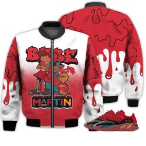 Match Kicks Tees Yz Boost 700 Hi-Res Red - Martin Bebe's Kids 90s Melanin - Hi-Res Red 700s Gifts Unisex Matching 3D Bomber Jacket