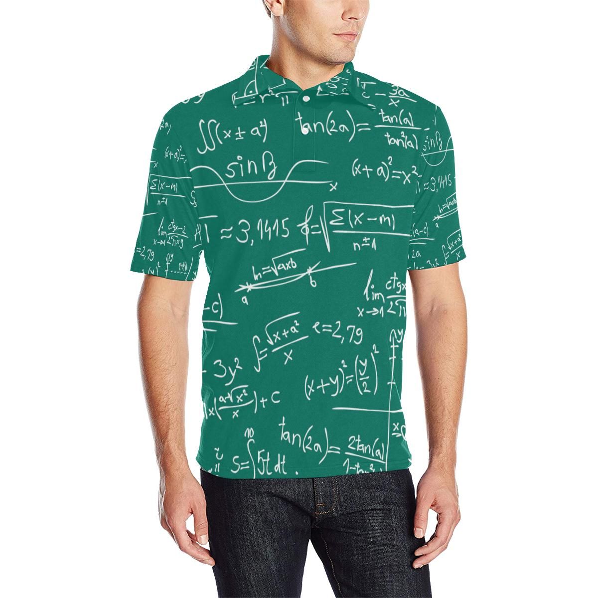 Math Pattern Print Design 01 Men Polo Shirt Math Pattern Print Design 01 Men Polo Shirt